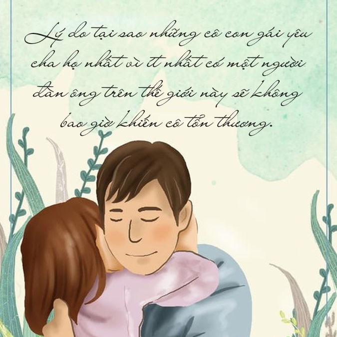 Cha dịu dàng ôm con gái trong vòng tay