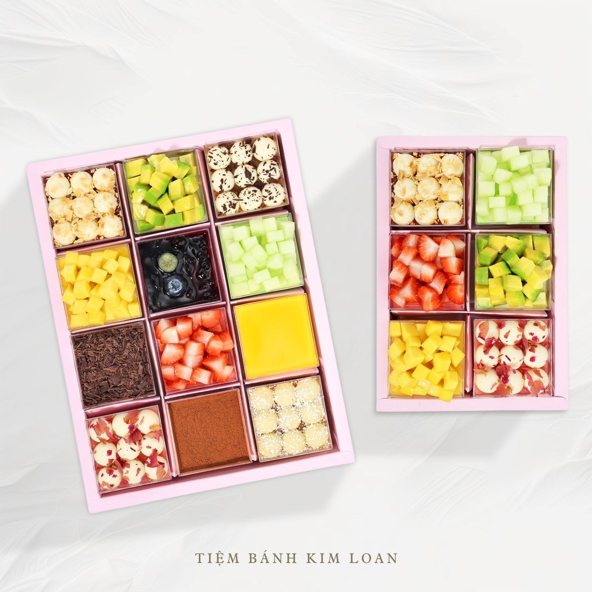 set quà tặng bánh mousse mix vị cao cấp tiệm bánh kim loan