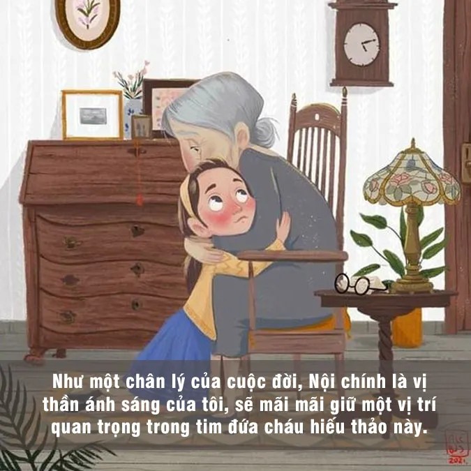 Ông nội đang trò chuyện với cháu